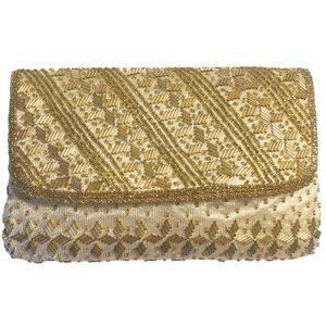 Vintage Axiom Gold Beaded Evening Clutch Bag.